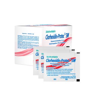 Clorhexidin-Protec SW caja con 100 Sobres con Toalla Humedecida Sin Colorante